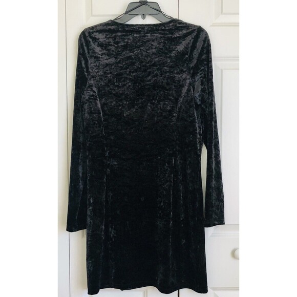 AND NOW THIS WOMEN'S DRESS SIZE LARGE BLACK VELOUR LONG SLEEVE MINI PULLOVER 170 - Picture 3 of 9